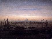 Caspar David Friedrich Greifswald in Moonlight painting